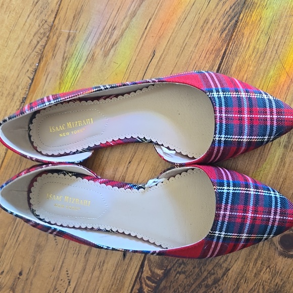 Plaid Red Women's Flats - Picture 2 of 6